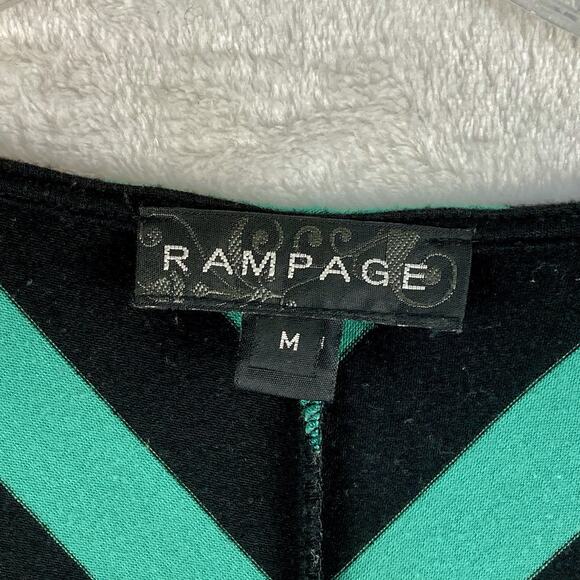 Rampage Womens M Kelly Green Black Striped Y2K Emo Lace Up Top Blouse Goth - Picture 7 of 9